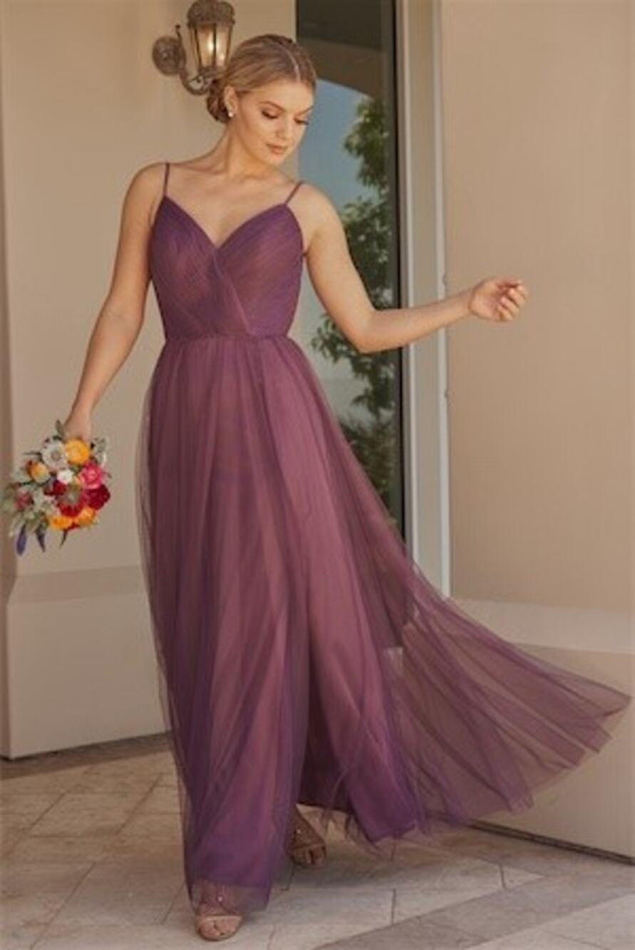 2722 NWT B253021 Jasmine Soft Tulle A-line w/Spaghetti Strap V-Neckline & V-Back